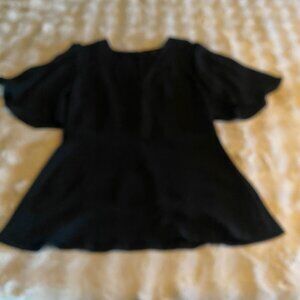 Black V-Neck Peplum Ann Taylor Blouse